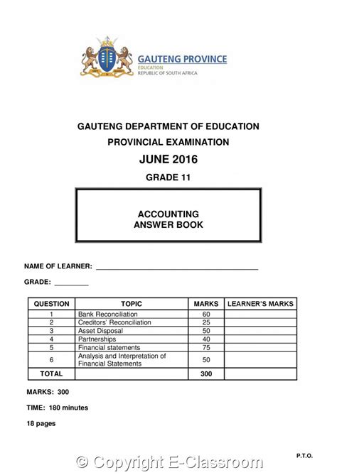 Read Online Past Accounting Exam Papers Grade 11 