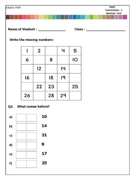 Full Download Past Paper For Prep Class Math 