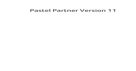 Download Pastel Partner Version 11 User Guide 