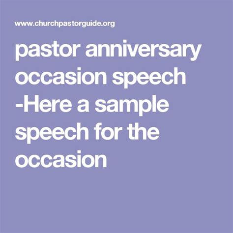 Pastor Anniversary Speech Examples