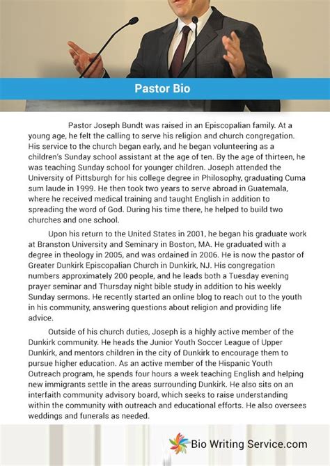pastor biography sample
