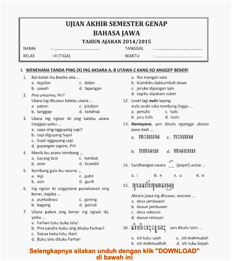 Pat Kelas 4 Bahasa Jawa Pertanyaan Amp Jawaban Tumuju Adiwiyata Murih Rahayu Tegese - Tumuju Adiwiyata Murih Rahayu Tegese