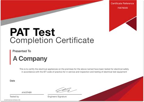 Pat Test Certificate