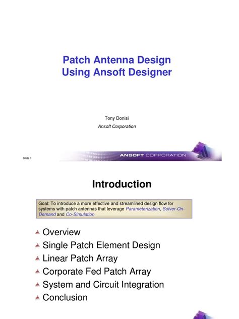 Patch Antenna Design Using Ansoft Designer