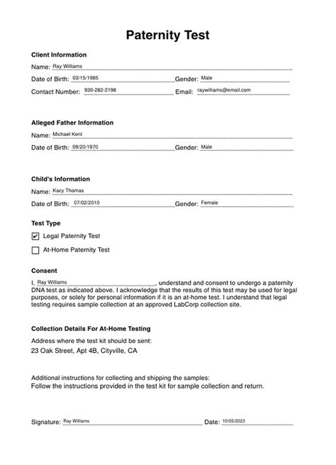 Download Paternity Test Paperwork 