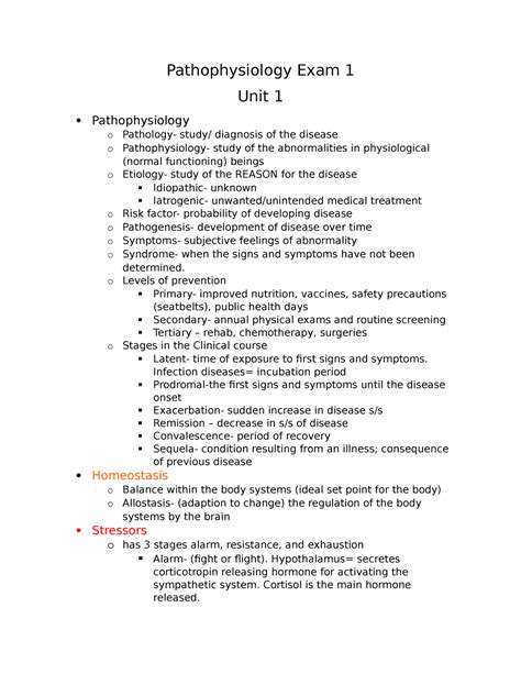 pathophysiology exam 1