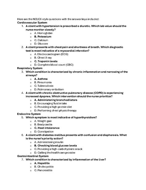 pathophysiology nclex questions