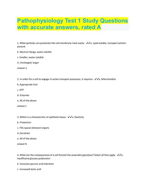Pathophysiology Test Questions