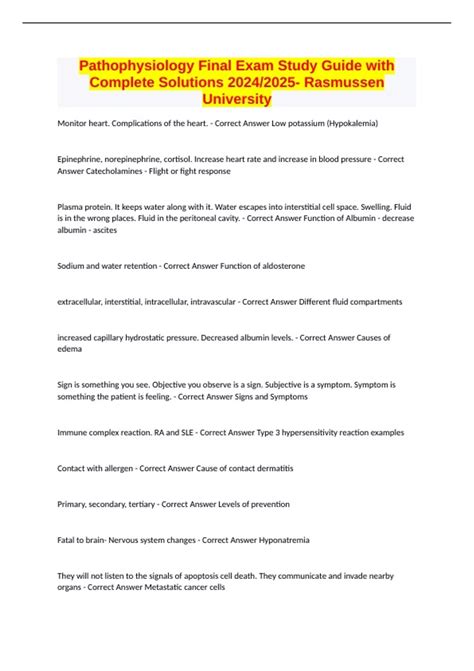 Read Pathophysiology Final Exam Study Guide 