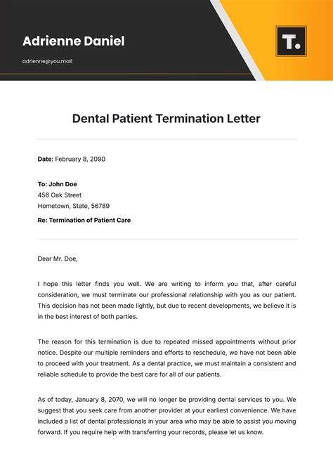 Patient Termination Letter Example