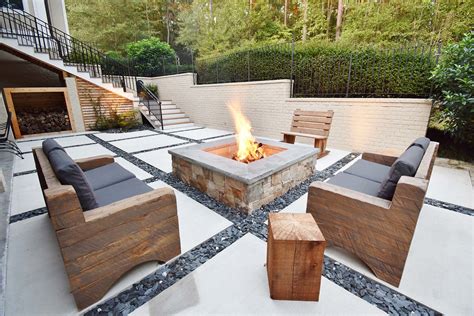 Patio With Square Fire Pit
