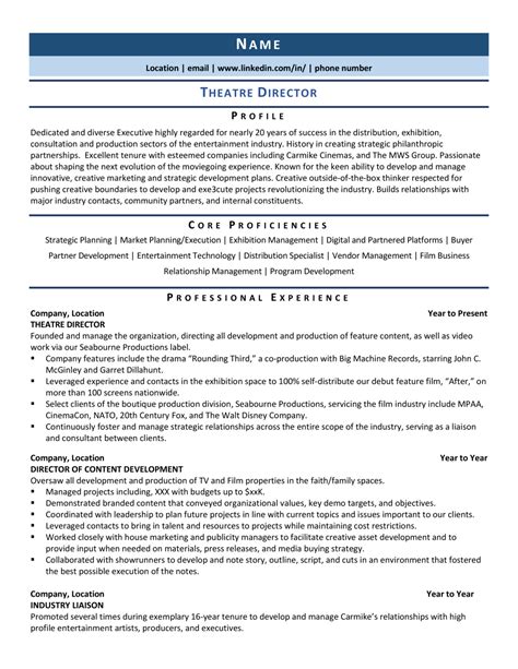 patricia birch theatre director resume