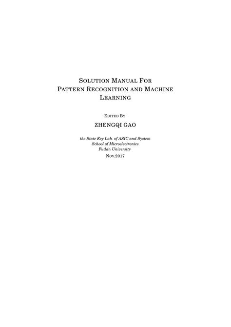 Pattern Recognition Technologies Solution Manual