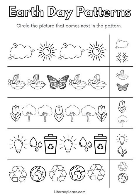 Pattern Worksheet Earth Day Shapes Super Hard Bw Pattern Symbol Worksheet - Pattern Symbol Worksheet