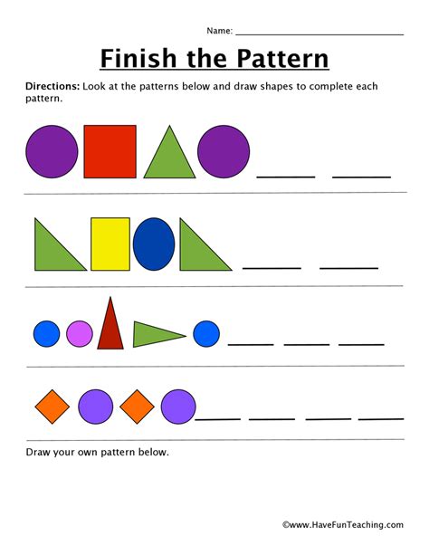 Pattern Worksheets Complete The Pattern Shapes - Complete The Pattern Shapes