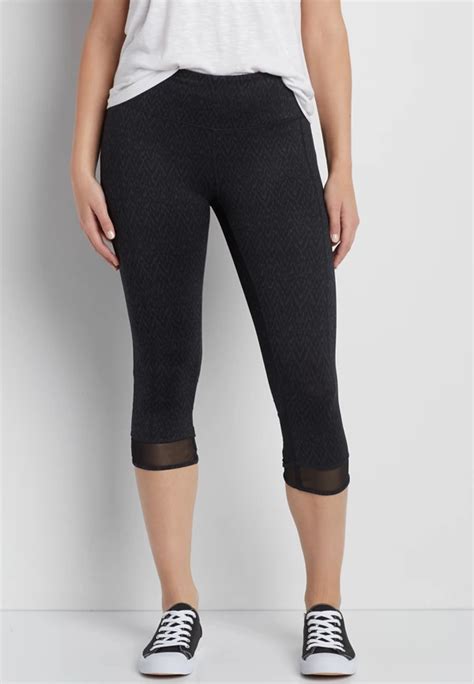 patterned capri legging with mesh inlay maurices