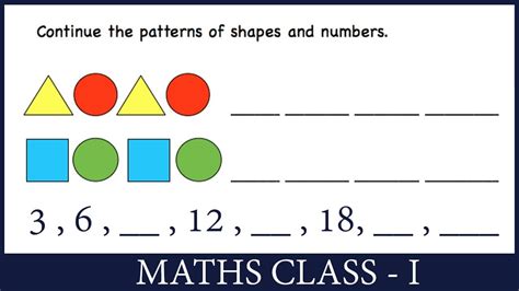 patterns class 1 maths complete the pattern for class 1 pattern