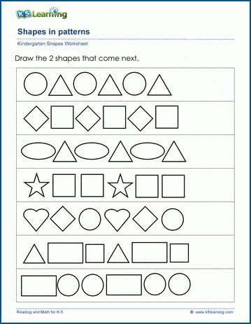 Patterns Of Shapes Worksheets K5 Learning Patterns For Preschool Worksheets - Patterns For Preschool Worksheets