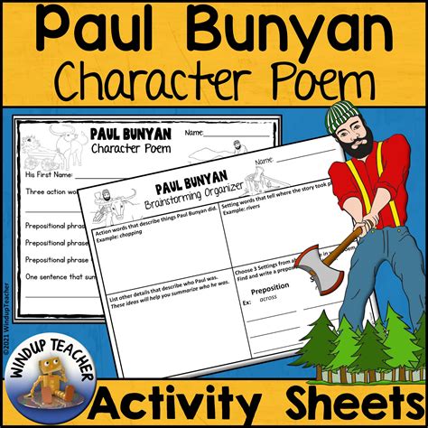 Paul Bunyan Character Poem Activity For Poetry Uni Paul Bunyan Worksheet - Paul Bunyan Worksheet