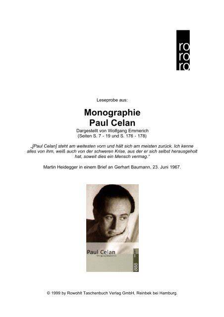 paul celan rowohlt monographie