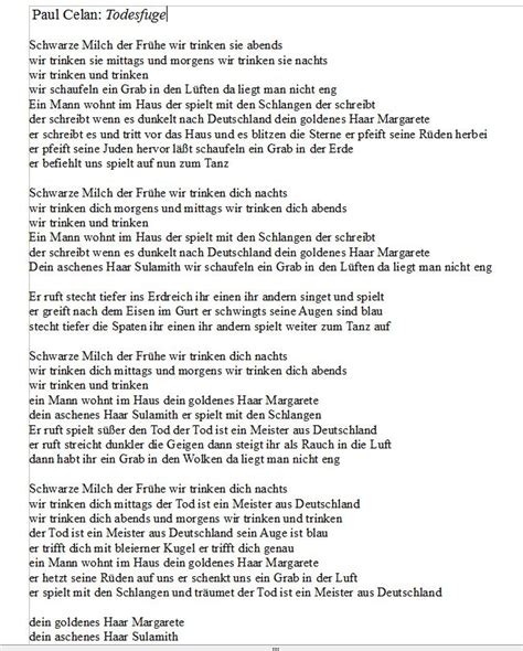 Paul Celan Todesfuge