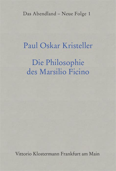 paul oskar kristeller ficino marsilio