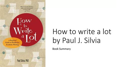 Paul Silvia How To Write A Lot