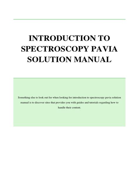 Pavia Spectroscopy Solution Manual