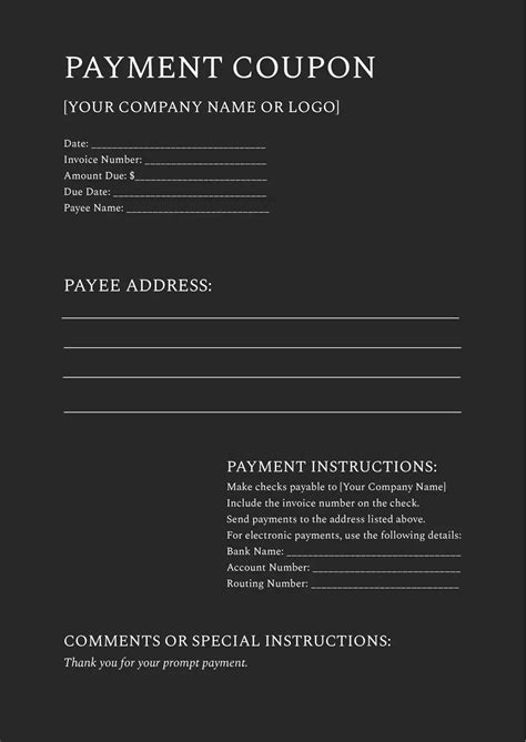 Payment Coupon Template Word