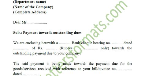 Payment Covering Letter