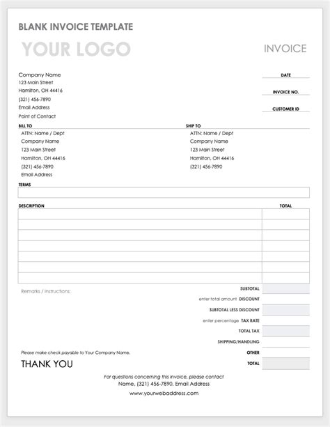 Payment Invoice Template Word
