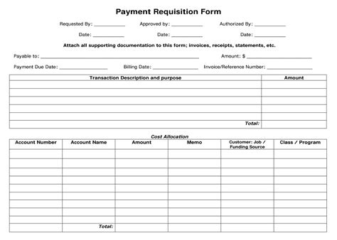 payment requisition form template