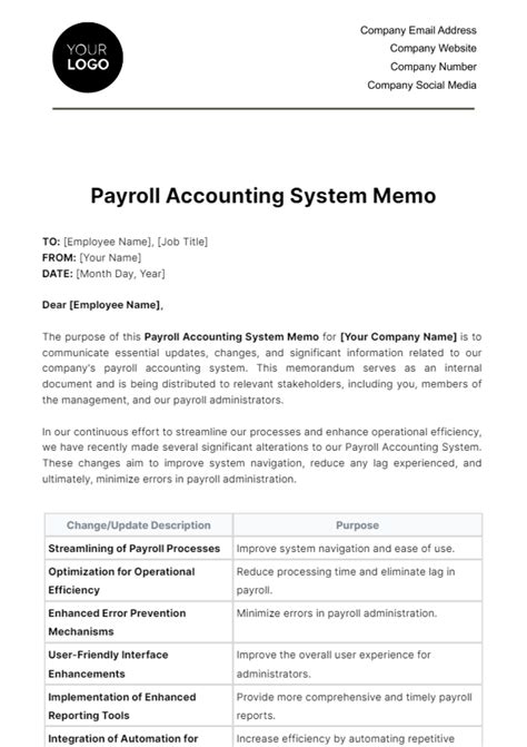 Payroll Memo Examples