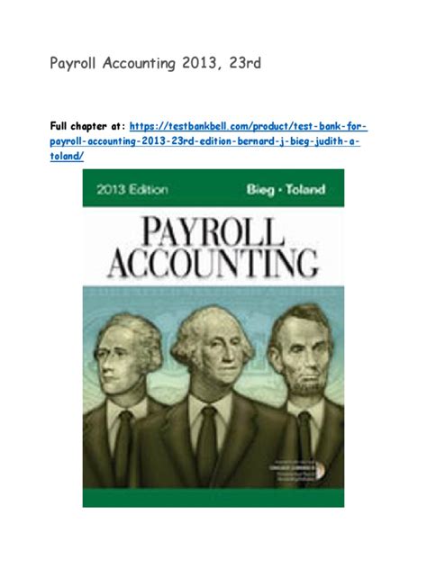 Download Payroll Accounting Bieg Toland Chapter7 Answer Key File Type Pdf 