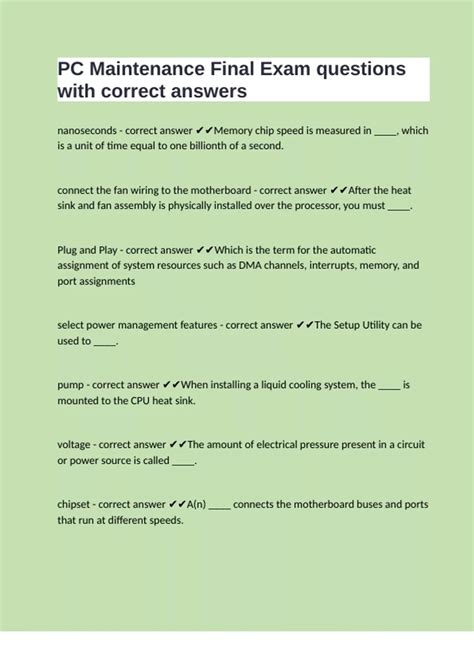 pc maintenance exams