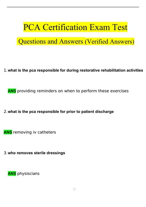 Pca Certification Test