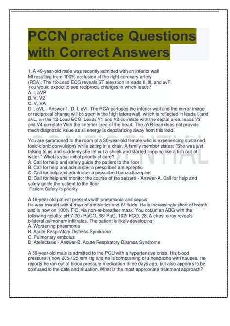 Pccn Practice Test Questions