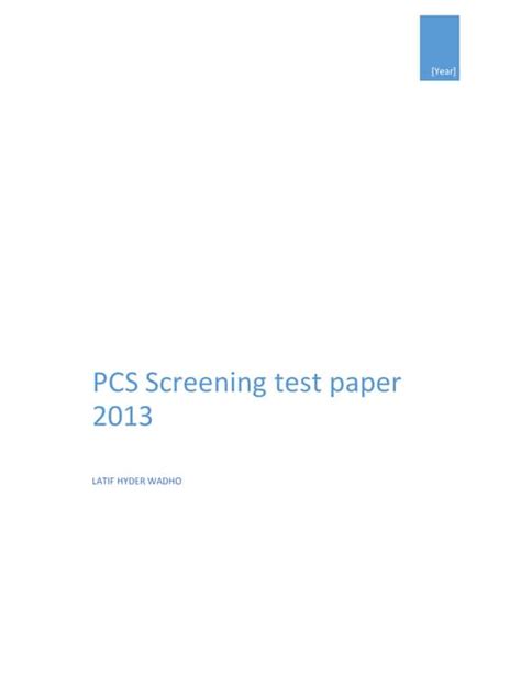 Pcs Screening Test