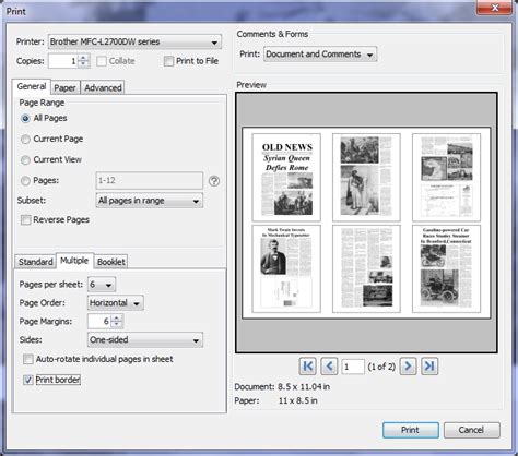 pdf - Print multiple pages per sheet with space between the pages ...