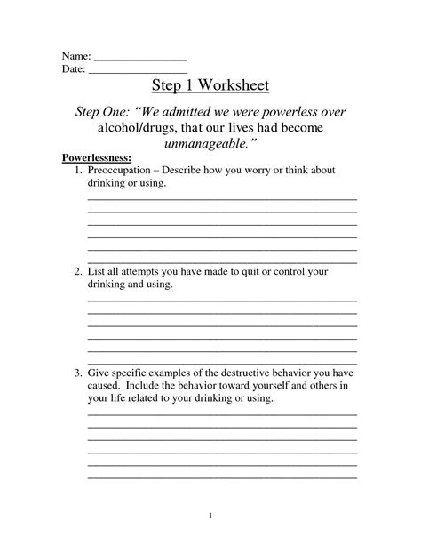 Pdf 12 Step Worksheet With Questions Step 3 Worksheet - Step 3 Worksheet