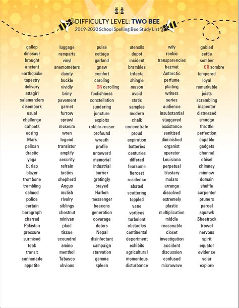 Pdf 2022 2023 2 One Bee Study Words 2nd Grade Spelling Bee List - 2nd Grade Spelling Bee List