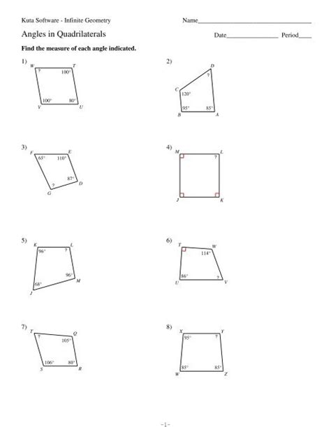 Pdf 6 Angles In Quadrilaterals Kuta Software Quadrilateral Angles Worksheet - Quadrilateral Angles Worksheet