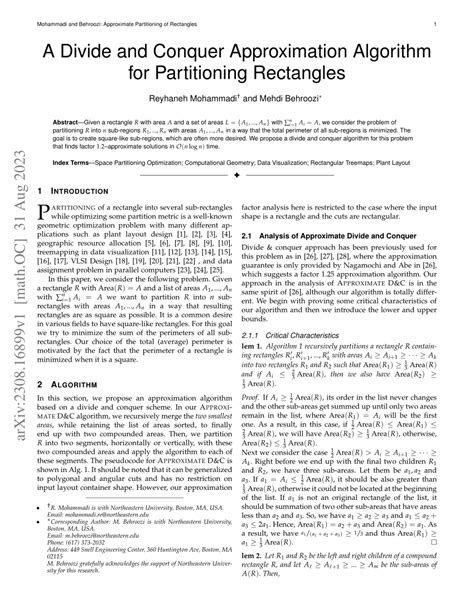 Pdf A Dividing Rectangles Algorithm For Stochastic Simulation Rectangle Method For Division - Rectangle Method For Division