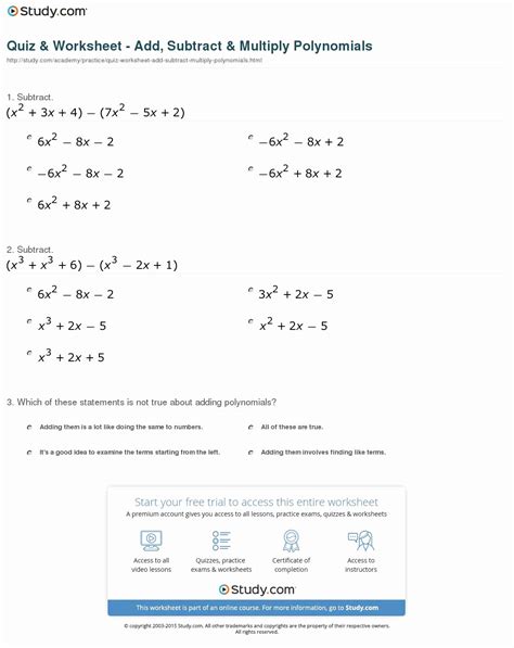 Pdf Adding And Subtracting Polynomials Kuta Software Algebra Polynomials Worksheet - Algebra Polynomials Worksheet