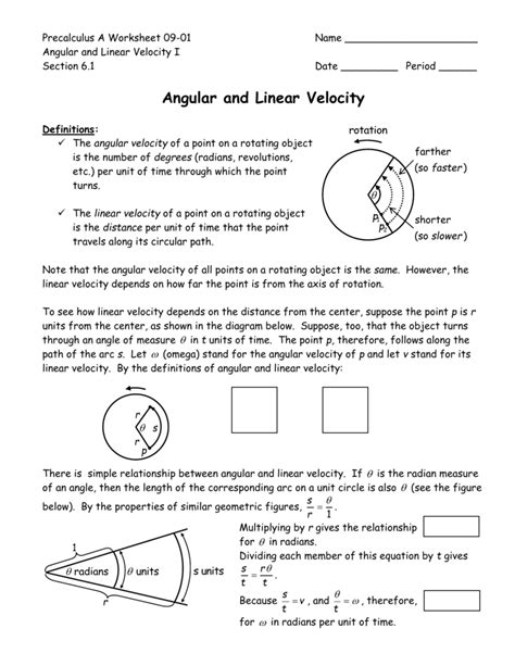 Pdf Angular And Linear Velocity Worksheet Hazleton Area Angular Velocity Worksheet - Angular Velocity Worksheet