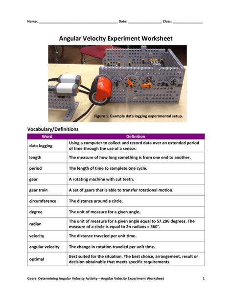 Pdf Angular Velocity Experiment Worksheet Teachengineering Angular Velocity Worksheet - Angular Velocity Worksheet