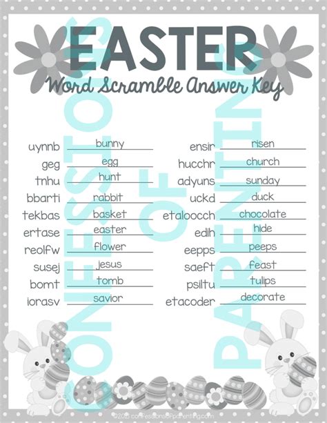 Pdf Answers For Easter Word Scrambles Lovinghomeschool Com Easter Word Scramble Answers - Easter Word Scramble Answers
