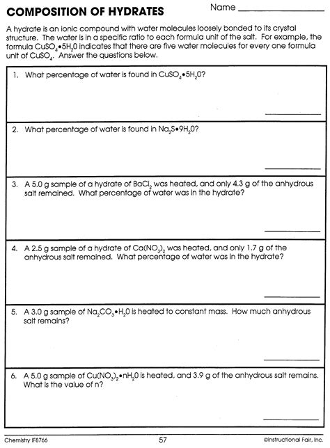 Pdf Answers Hydrate Problems Livingston Public Schools Composition Of Hydrates Worksheet Answers - Composition Of Hydrates Worksheet Answers