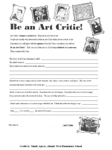 Pdf Art Criticism Worksheet Twinsburg Art Criticism Worksheet - Art Criticism Worksheet