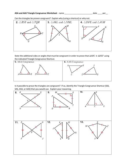 Pdf Asa Triangle Congruence Somerset Key Triangle Congruence Worksheet 1 Answer Key - Triangle Congruence Worksheet 1 Answer Key